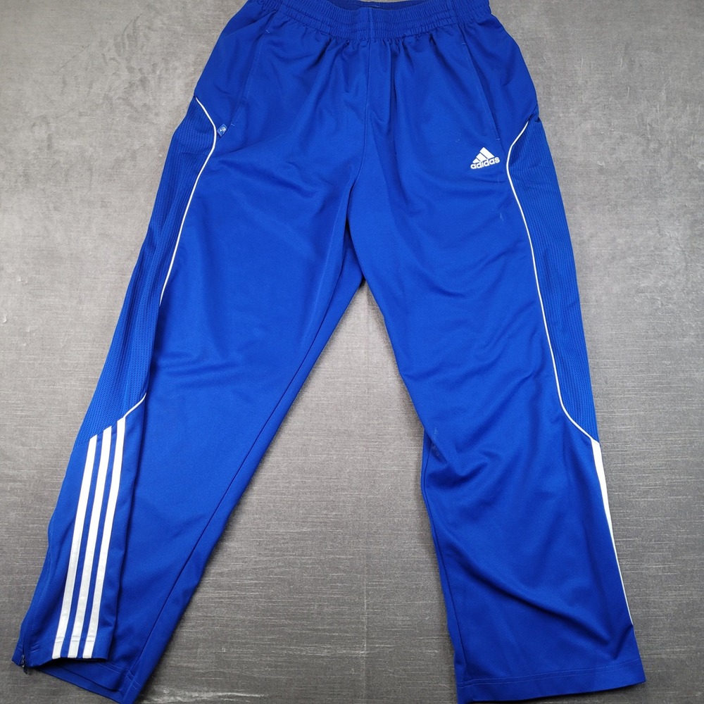 Adidas Clima365 Track Pants Mens Large Blue 3-Stripe Elastic Waist Athletic